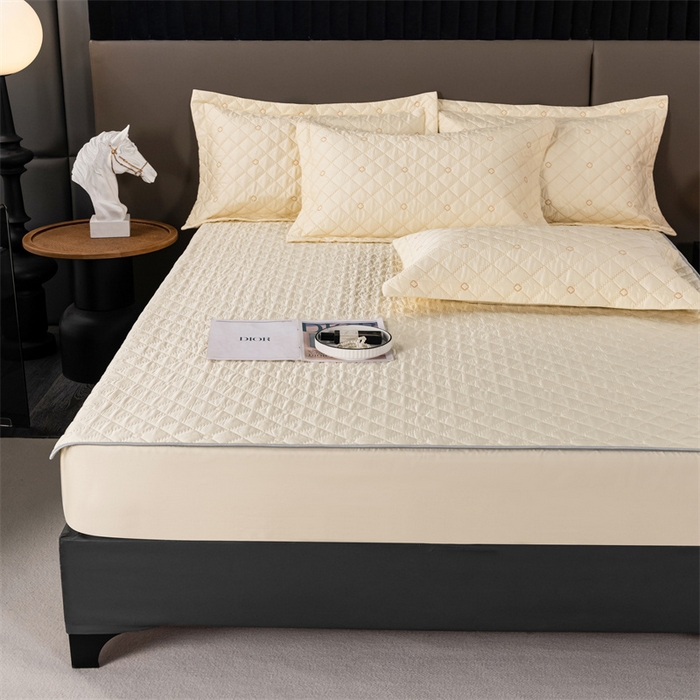 91家纺网 家纺一手货源 找家纺 OL家纺 2024新款单品天丝纯色床笠 米黄