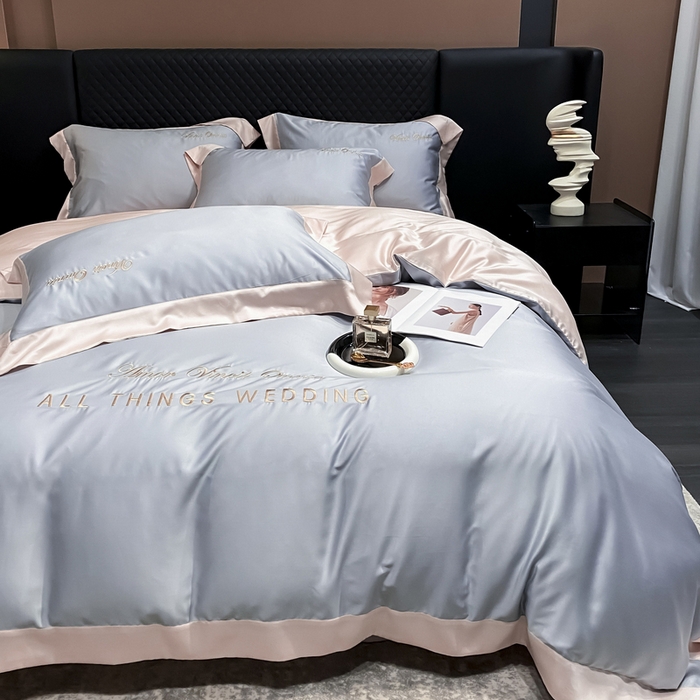 91家纺网 家纺一手货源 找家纺 （总）优悦生活馆 2024新款永恒款冰丝刺绣四件套-风格二