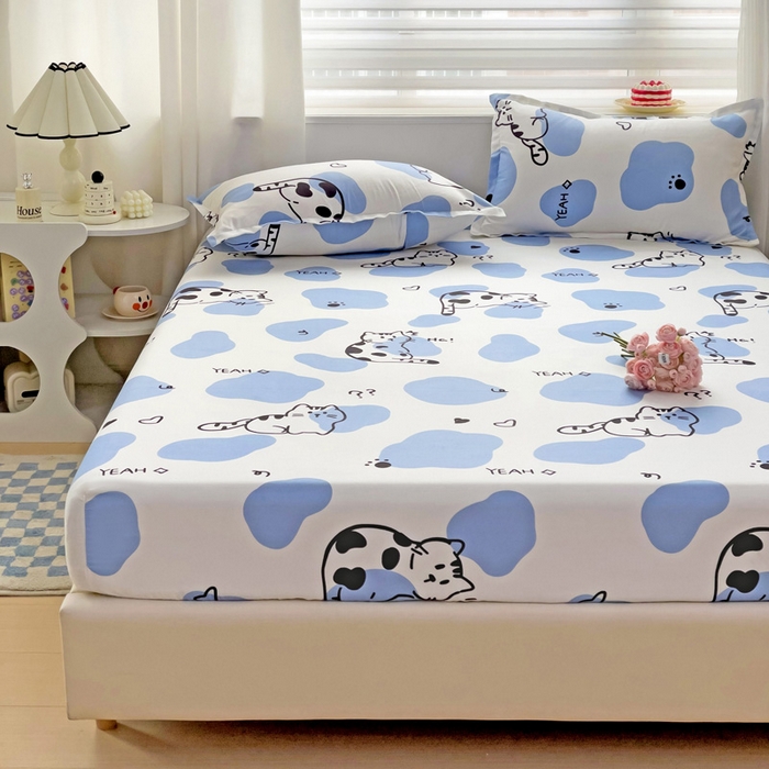 91家纺网 家纺一手货源 找家纺 好亿来家纺 2025新款亲肤磨毛单层床笠 小奶猫