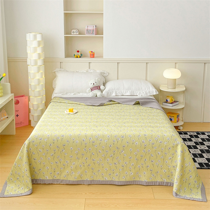 91家纺网 家纺一手货源 找家纺 OL家纺 2024新款单品天丝双面直角床盖 沉香-姜黄