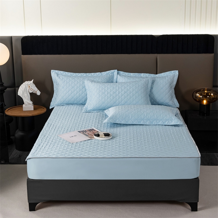 91家纺网 家纺一手货源 找家纺 OL家纺 2024新款单品天丝纯色床笠 天蓝