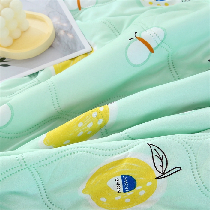 91家纺网 家纺一手货源 找家纺 爱派 2024直播爆款印花水洗棉夏被夏凉被空调被被子被芯 夏日柠檬