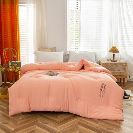 居易简  2025新款供直播水洗棉大豆纤维春秋被夏被子被芯 粉色