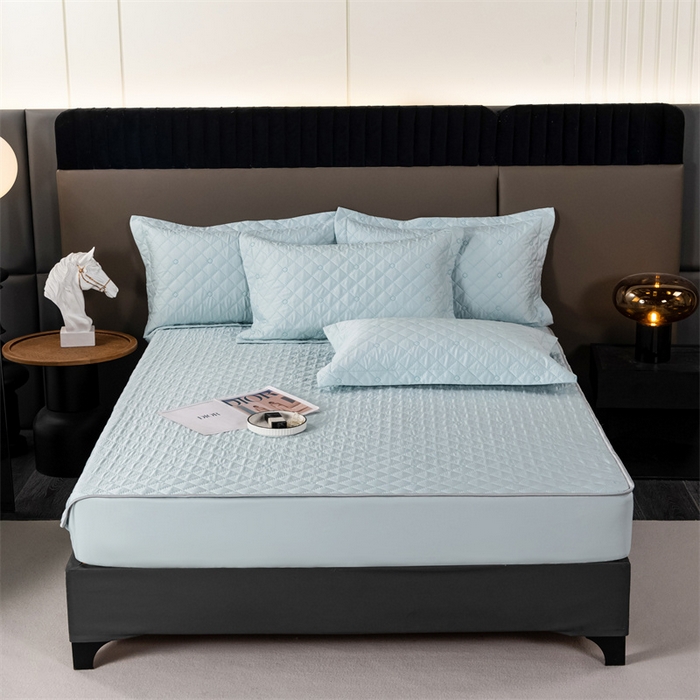 91家纺网 家纺一手货源 找家纺 OL家纺 2024新款单品天丝纯色床笠 浅蓝