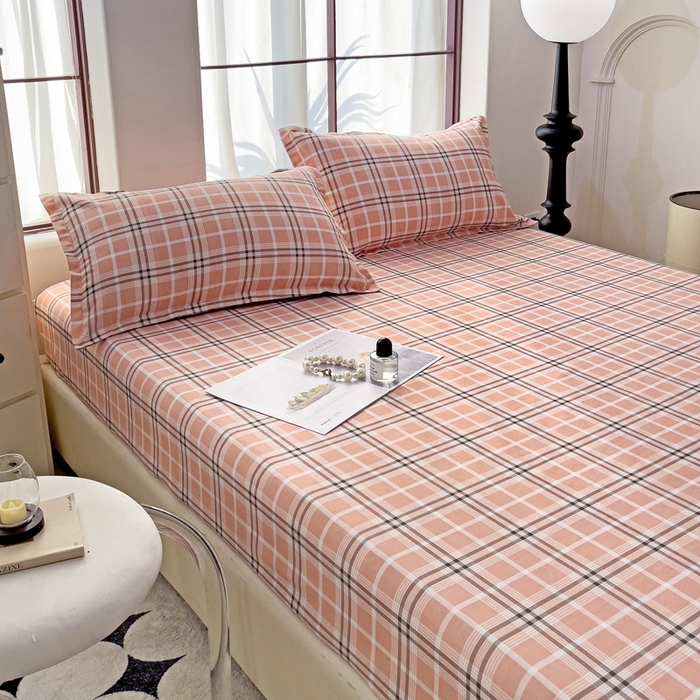 91家纺网 家纺一手货源 找家纺 好亿来家纺 2025新款亲肤磨毛单层床笠 暖阳-粉