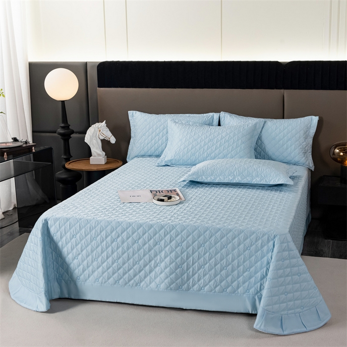 91家纺网 家纺一手货源 找家纺 OL家纺  2023新款单品天丝纯色床盖 天蓝