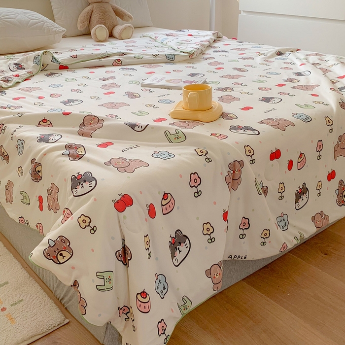 91家纺网 家纺一手货源 找家纺 澳萝拉 2024新款A类针织印花夏被 萌宠甜心