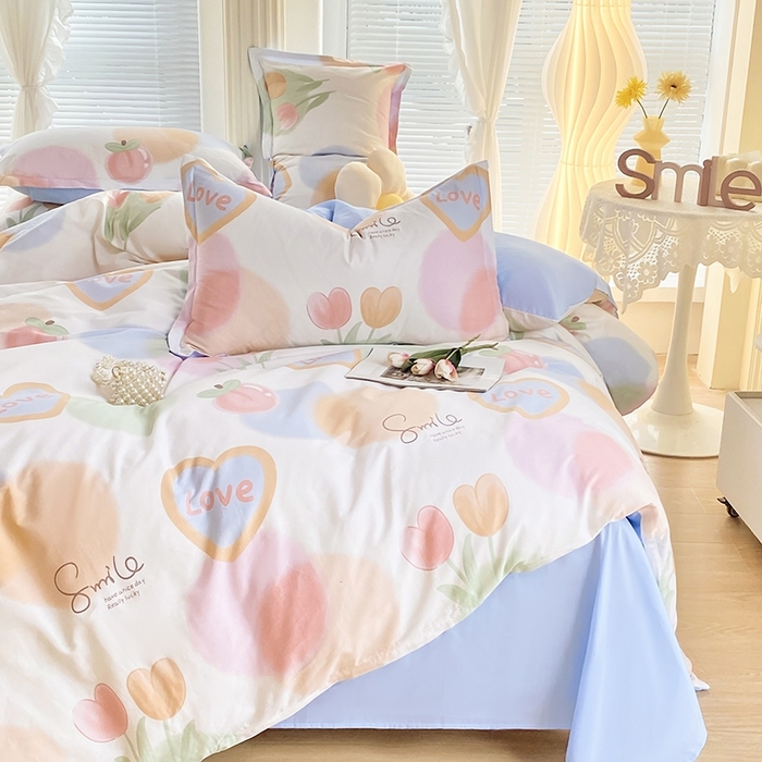 91家纺网 家纺一手货源 找家纺 珂博家纺 2024新款轻柔感全棉印花单品四件套系列-单床单单床笠 花晨月夕