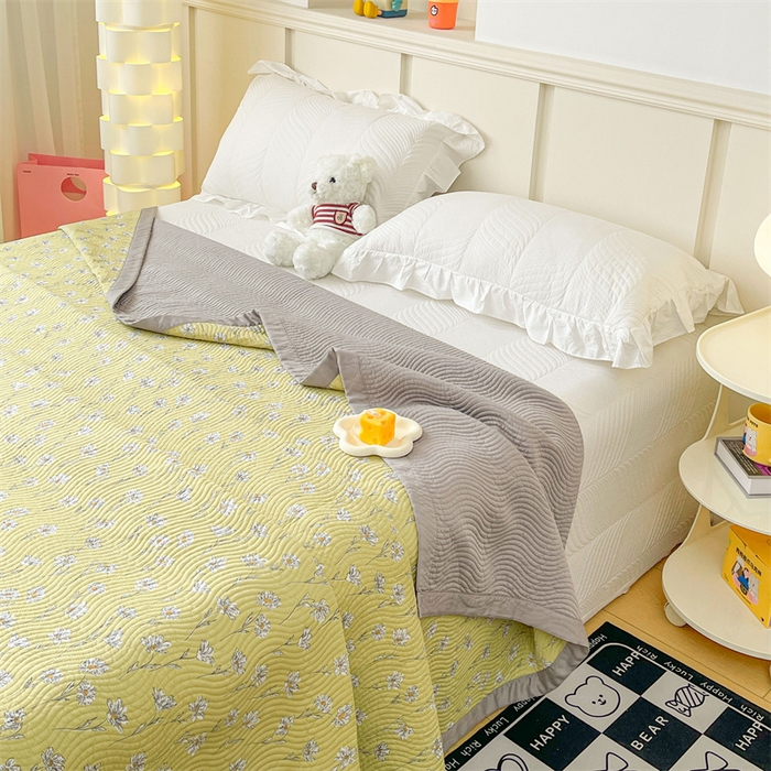 91家纺网 家纺一手货源 找家纺 OL家纺 2024新款单品天丝双面直角床盖 沉香-姜黄