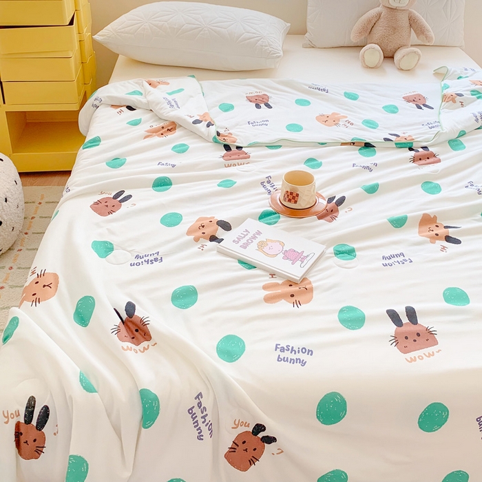 91家纺网 家纺一手货源 找家纺 澳萝拉 2024新款A类针织印花夏被 点点兔