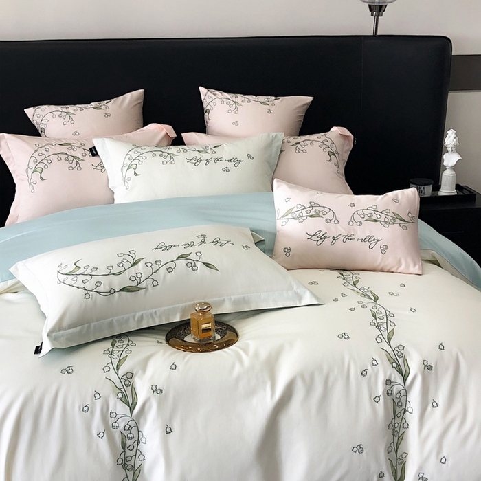 91家纺网 家纺一手货源 找家纺 卡姿 2024春夏优雅刺绣—微风铃兰 微风铃兰白