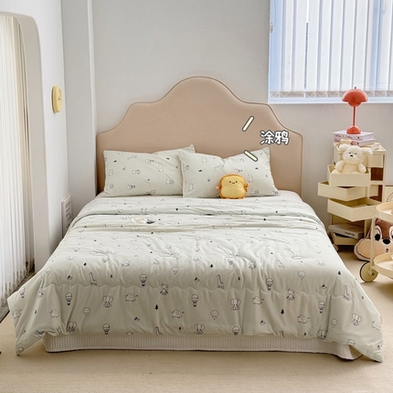 91家纺网 家纺一手货源 找家纺 芯氧 2024新款针织抗菌大豆夏被 涂鸦