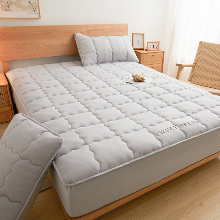 91家纺网 家纺一手货源 找家纺 喜居 2024新款A类水洗棉TPU防水床笠 美梦-雅灰 防水款