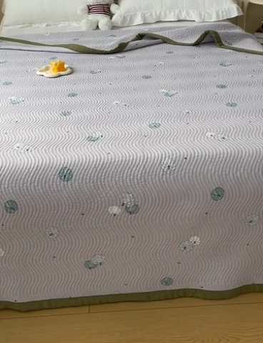 91家纺网 家纺一手货源 找家纺 OL家纺 2024新款单品天丝双面直角床盖 南瓜贝贝-灰