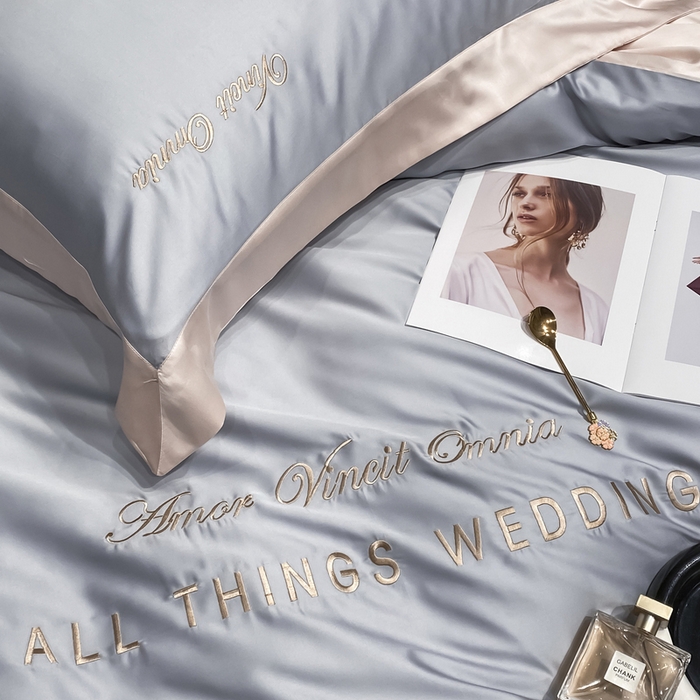 91家纺网 家纺一手货源 找家纺 （总）优悦生活馆 2024新款永恒款冰丝刺绣四件套-风格二