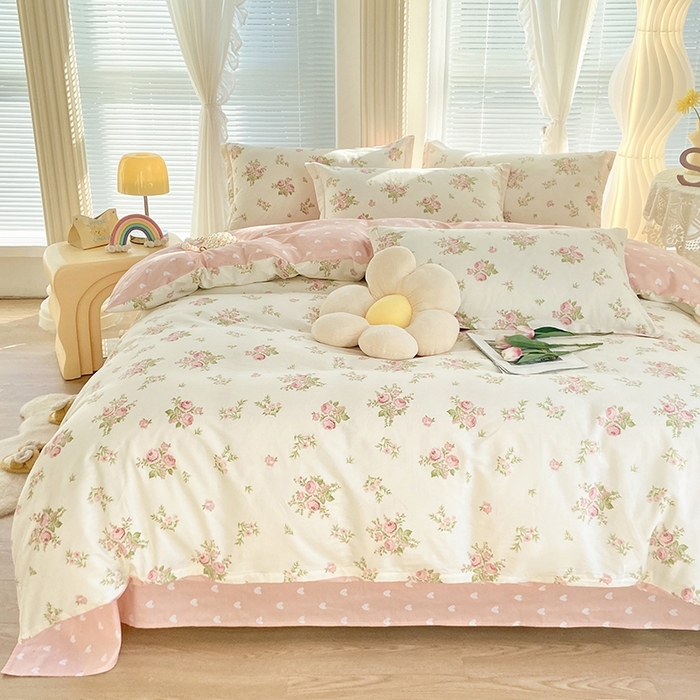 91家纺网 家纺一手货源 找家纺 珂博家纺 2024新款轻柔感全棉印花单全棉被套 花团锦簇