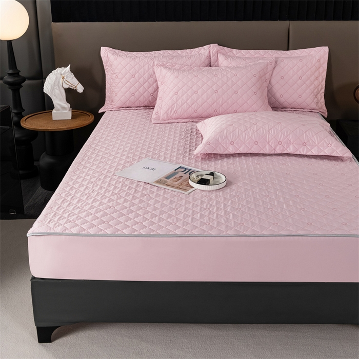 91家纺网 家纺一手货源 找家纺 OL家纺 2024新款单品天丝纯色床笠 粉色