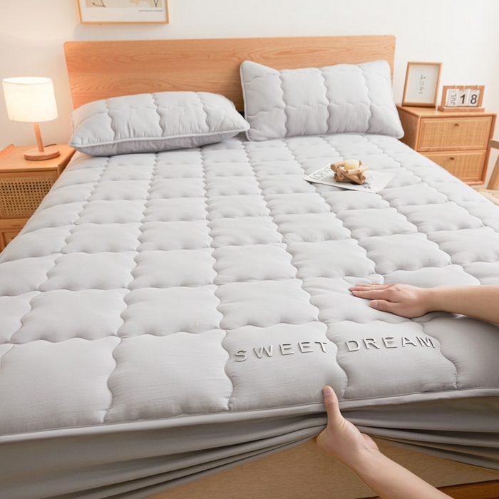 91家纺网 家纺一手货源 找家纺 喜居 2024新款A类水洗棉TPU防水床笠 美梦-雅灰 防水款