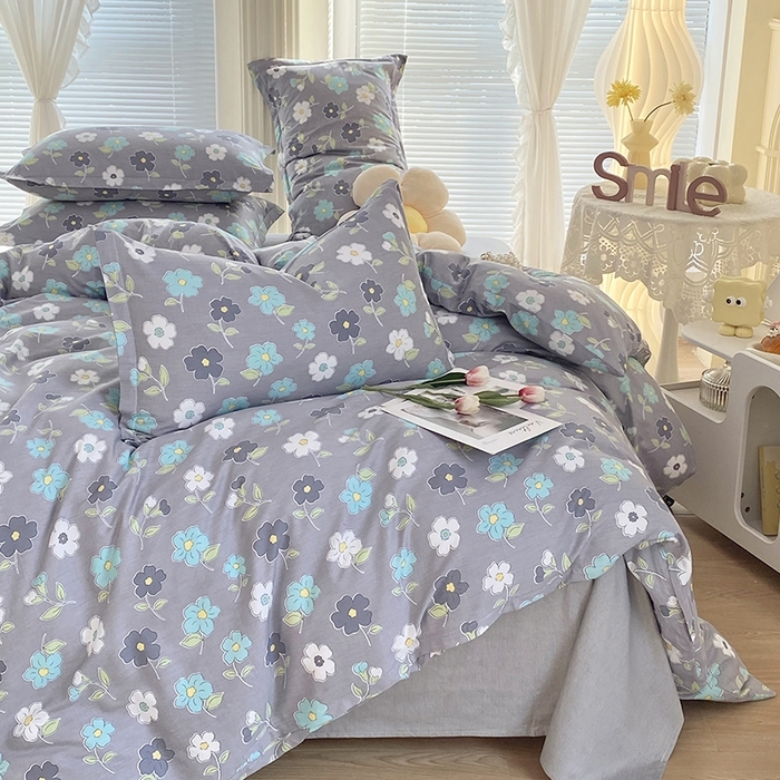 91家纺网 家纺一手货源 找家纺 珂博家纺 2024新款轻柔感全棉印花单全棉被套 蓝色庄园