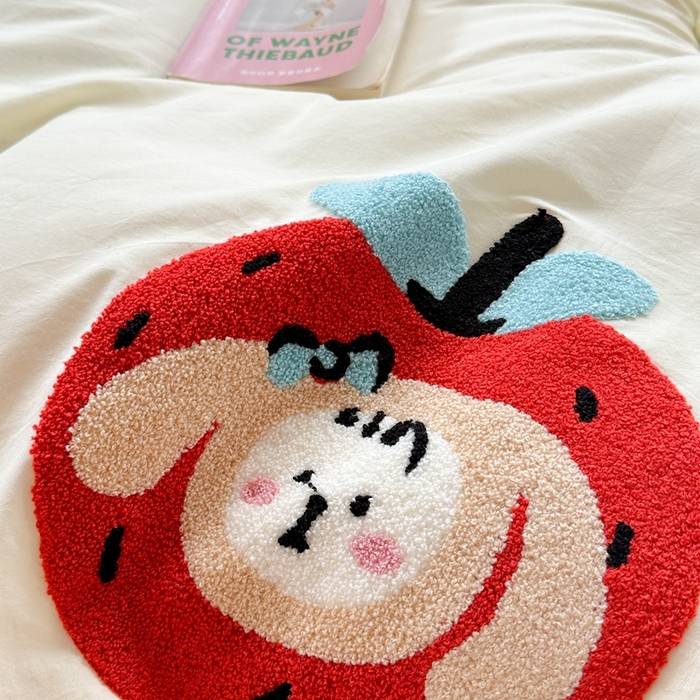 91家纺网 家纺一手货源 找家纺 柚子YOUTH 2024新款40支全棉水洗棉印+绣跑量款四件套 红果果