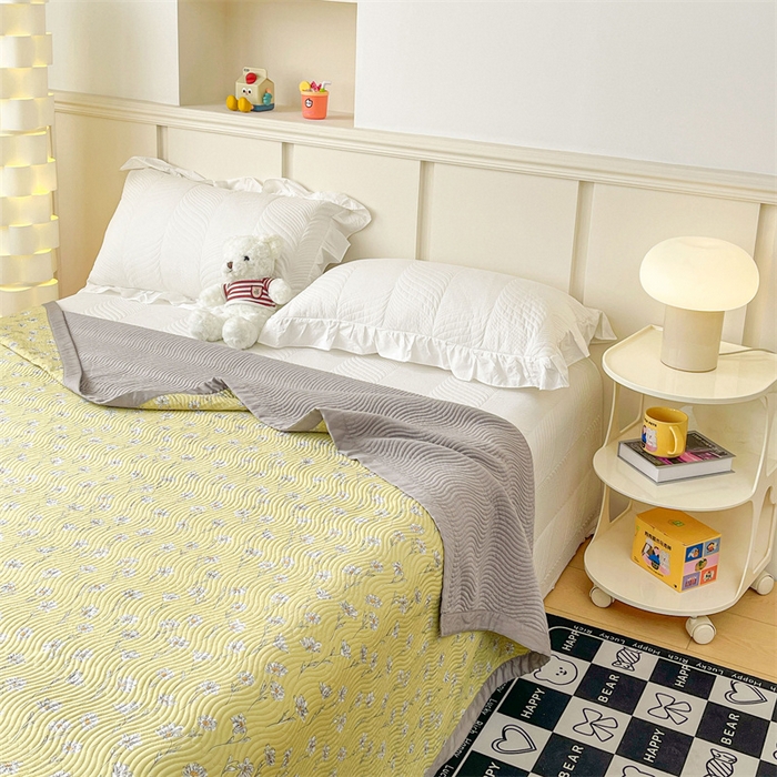 91家纺网 家纺一手货源 找家纺 OL家纺 2024新款单品天丝双面直角床盖 沉香-姜黄