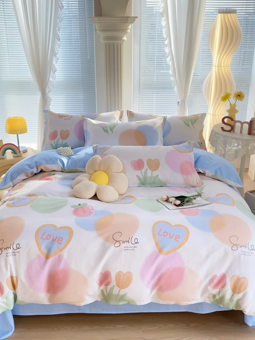 91家纺网 家纺一手货源 找家纺 珂博家纺 2024新款轻柔感全棉印花单全棉被套 花晨月夕