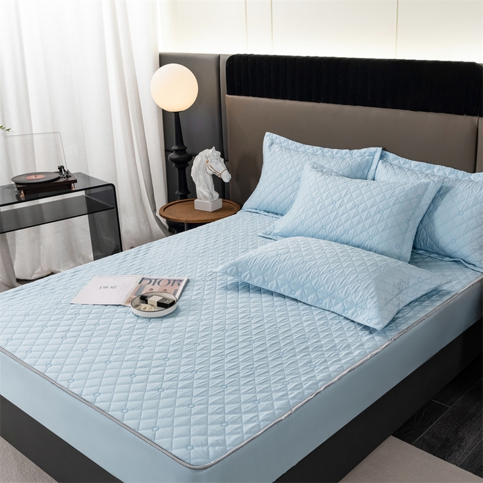 91家纺网 家纺一手货源 找家纺 OL家纺 2024新款单品天丝纯色床笠 天蓝