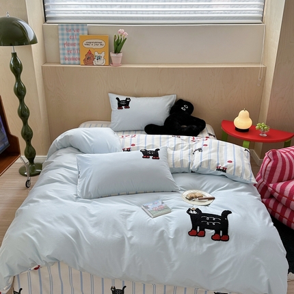 91家纺网 家纺一手货源 找家纺 （总）柚子YOUTH 2024新款40支全棉水洗棉印+绣跑量款四件套