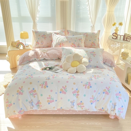 珂博家纺 2024新款轻柔感全棉印花单全棉被套 玉兔东升