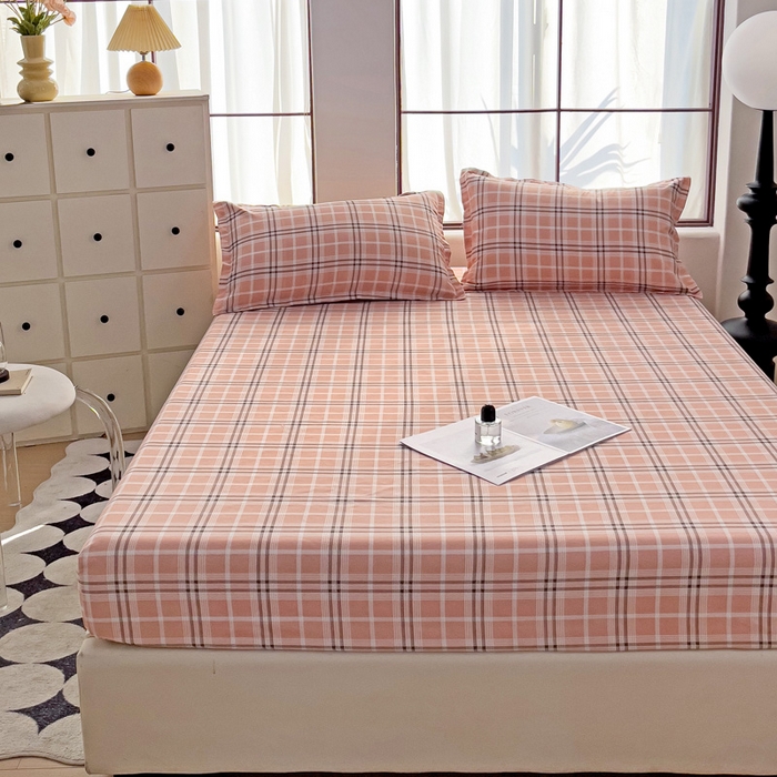 91家纺网 家纺一手货源 找家纺 好亿来家纺 2025新款亲肤磨毛单层床笠 暖阳-粉