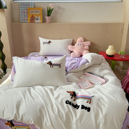 91家纺网 家纺一手货源 找家纺 （总）柚子YOUTH 2024新款40支全棉水洗棉印+绣跑量款四件套