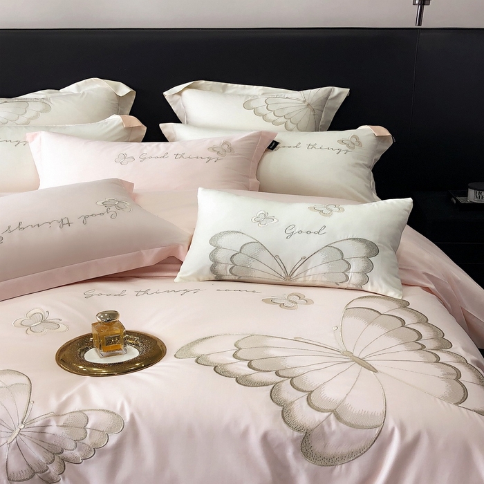 91家纺网 家纺一手货源 找家纺 2024春夏优雅刺绣—蝴蝶艾伦 蝴蝶艾伦-粉