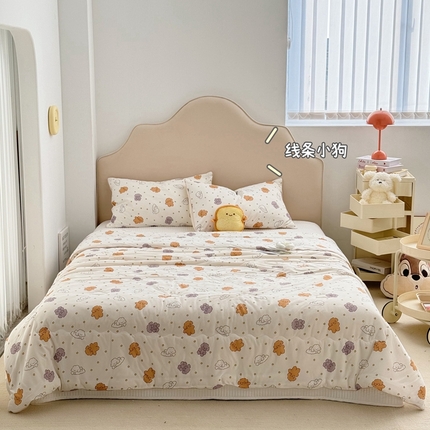 91家纺网 家纺一手货源 找家纺 芯氧 2024新款针织抗菌大豆夏被 线条小狗