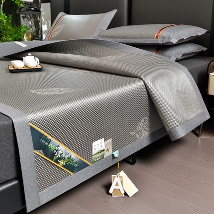 91家纺网 家纺一手货源 找家纺 小牛席业 2024新款加厚款-叶语冰藤席系列 加厚款-叶语冰藤席-灰色