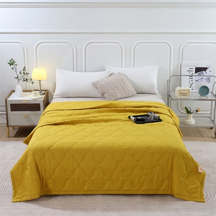 爱派 2024新款纯色水洗棉夏被夏凉被空调被被子被芯 柠檬黄
