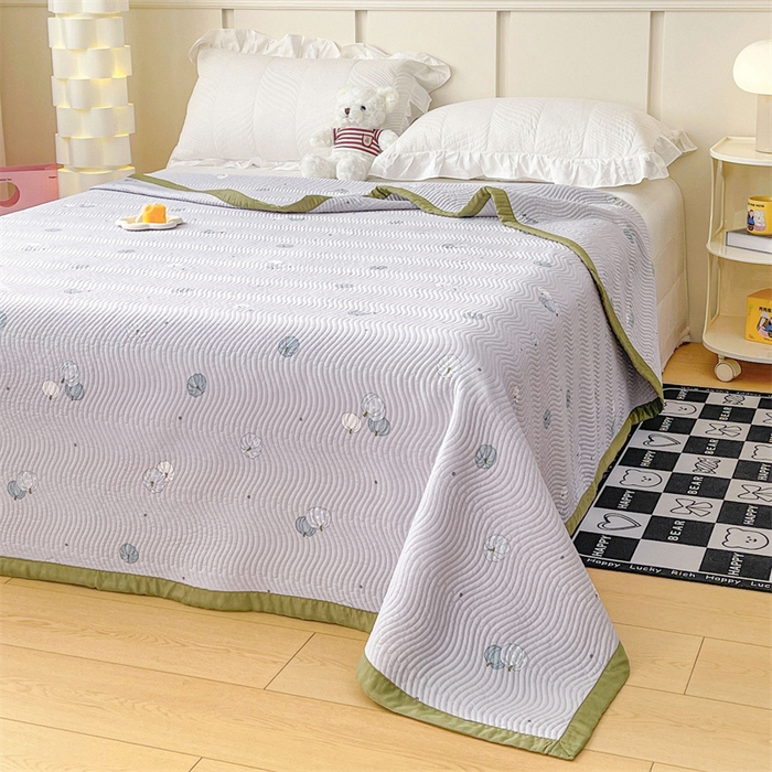 91家纺网 家纺一手货源 找家纺 OL家纺 2024新款单品天丝双面直角床盖 南瓜贝贝-灰