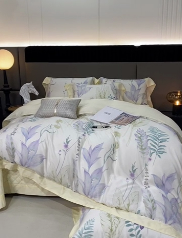 91家纺网 家纺一手货源 找家纺 OL家纺 2024新款天丝四件套 曼枝-白