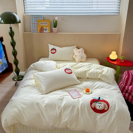 91家纺网 家纺一手货源 找家纺 （总）柚子YOUTH 2024新款40支全棉水洗棉印+绣跑量款四件套