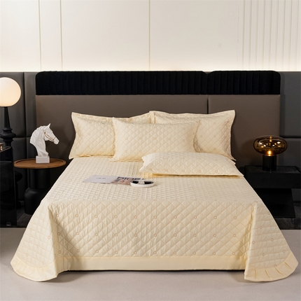 OL家纺  2023新款单品天丝纯色床盖 米黄