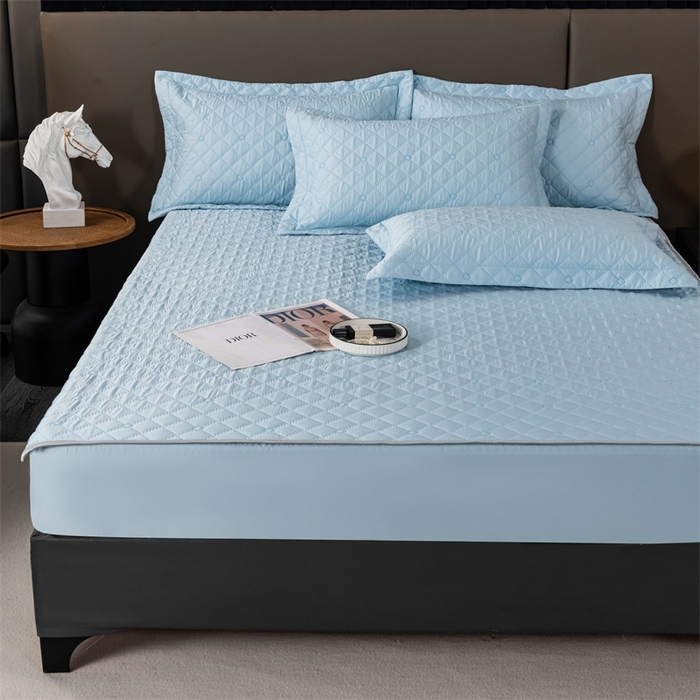 91家纺网 家纺一手货源 找家纺 OL家纺 2024新款单品天丝纯色床笠 天蓝