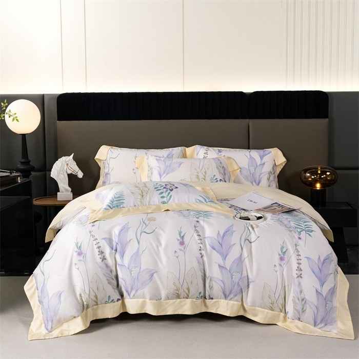 91家纺网 家纺一手货源 找家纺 OL家纺 2024新款天丝四件套 曼枝-白