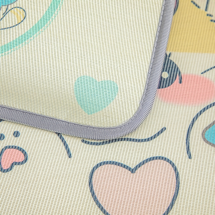 91家纺网 家纺一手货源 找家纺 欣品希家纺 2024新款A类冰丝印花儿童凉席三件套 可爱猫