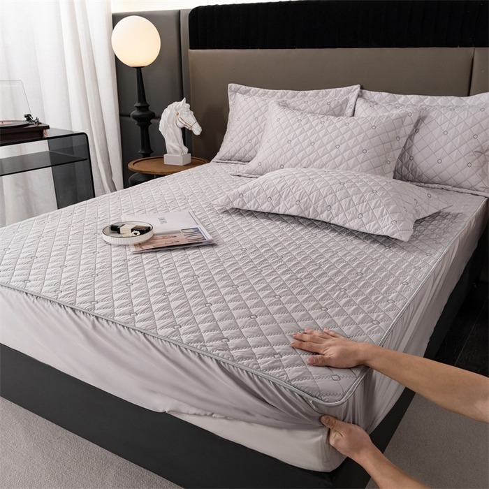 91家纺网 家纺一手货源 找家纺 OL家纺 2024新款单品天丝纯色床笠 浅灰