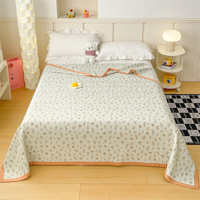 91家纺网 家纺一手货源 找家纺 OL家纺 2024新款单品天丝双面直角床盖 南汐-浅蓝