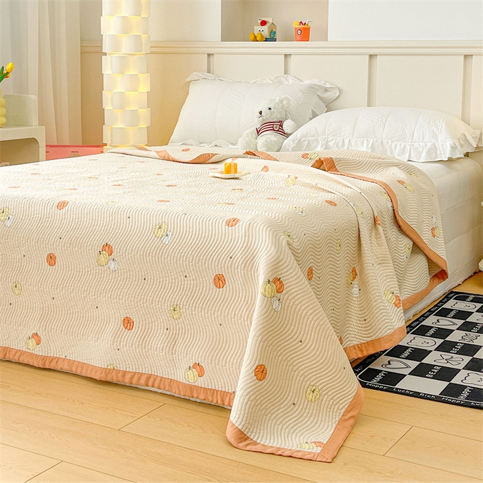 91家纺网 家纺一手货源 找家纺 OL家纺 2024新款单品天丝双面直角床盖 南瓜贝贝-卡其