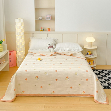 91家纺网 家纺一手货源 找家纺 OL家纺 2024新款单品天丝双面直角床盖 南瓜贝贝-卡其