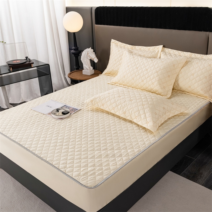 91家纺网 家纺一手货源 找家纺 OL家纺 2024新款单品天丝纯色床笠 米黄