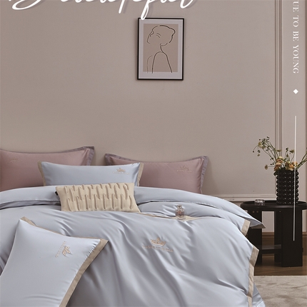 91家纺网 家纺一手货源 找家纺 （总）家维 2025新款60支绣花长绒棉四件套