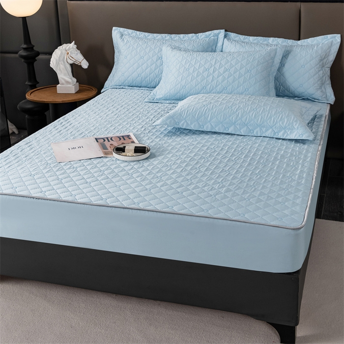 91家纺网 家纺一手货源 找家纺 OL家纺 2024新款单品天丝纯色床笠 天蓝