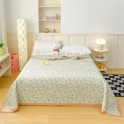 91家纺网 家纺一手货源 找家纺 OL家纺 2024新款单品天丝双面直角床盖 简兮-绿